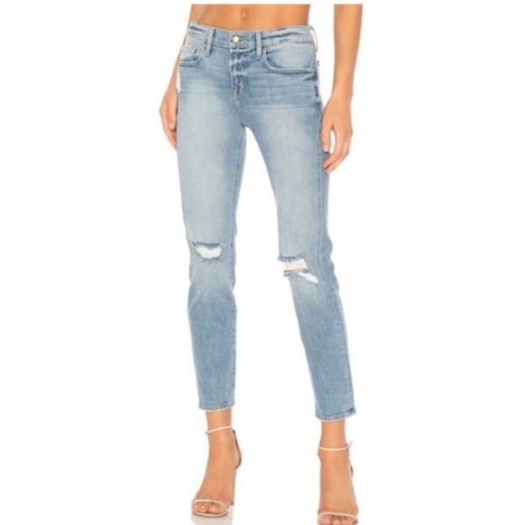 FRAME Le Boy jeans size 26 Distressed Cropped High waisted - Picture 1 of 8